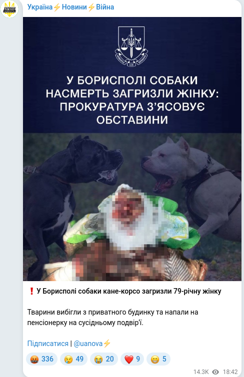 Telegram publication screenshot