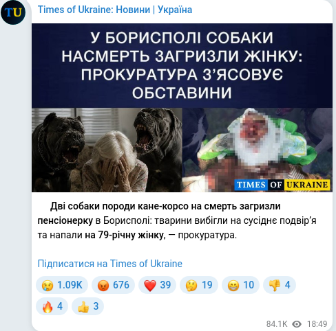 Telegram publication screenshot
