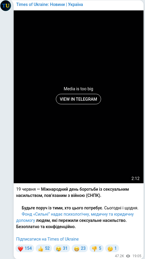 Telegram publication screenshot