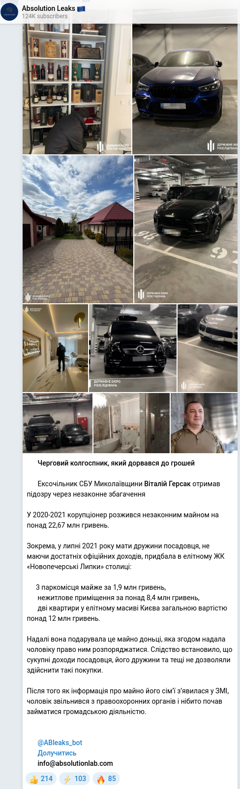 Telegram publication screenshot