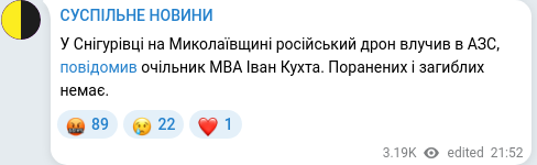 Telegram publication screenshot