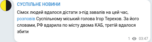 Telegram publication screenshot