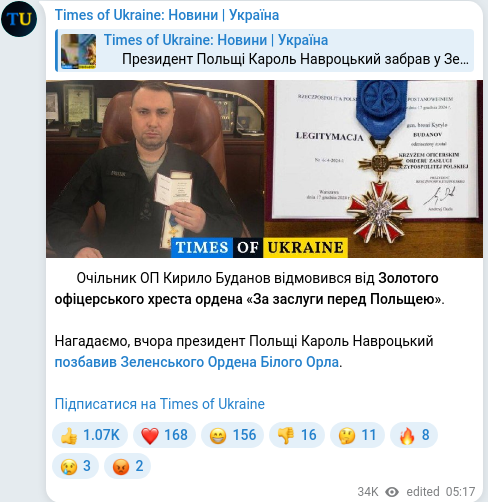 Telegram publication screenshot