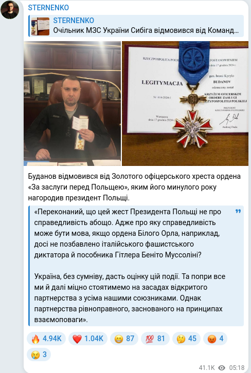 Telegram publication screenshot