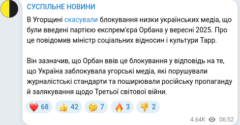 Telegram publication screenshot