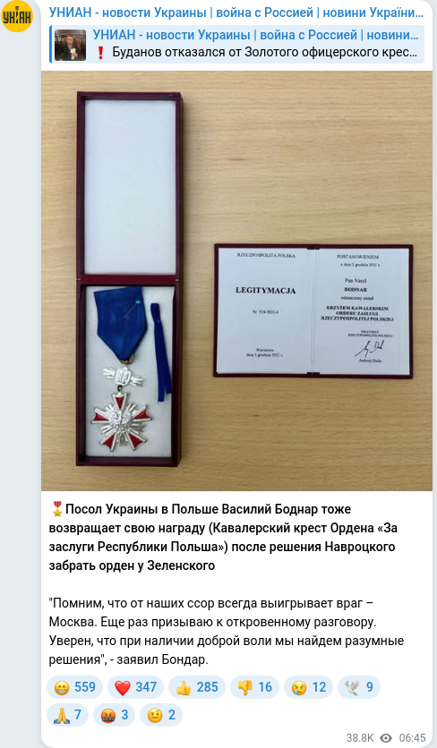 Telegram publication screenshot