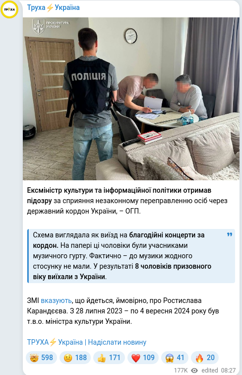 Telegram publication screenshot