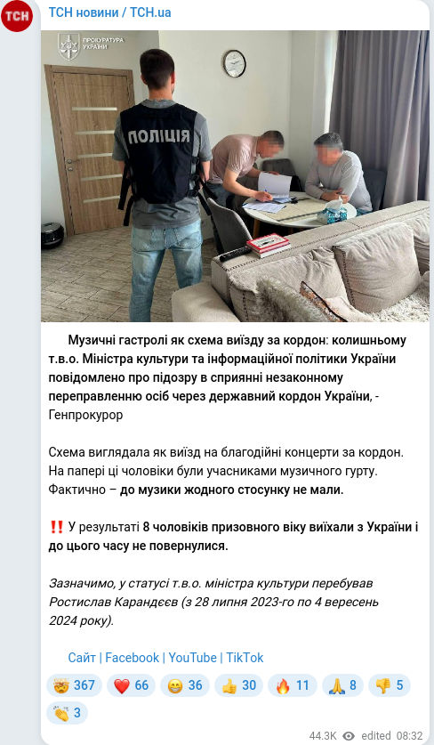 Telegram publication screenshot