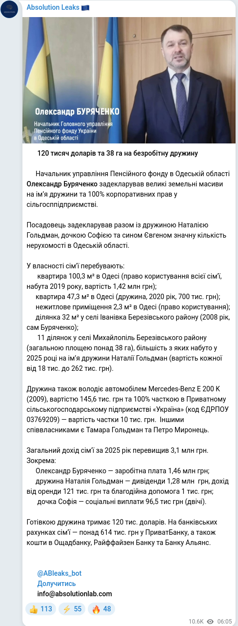 Telegram publication screenshot