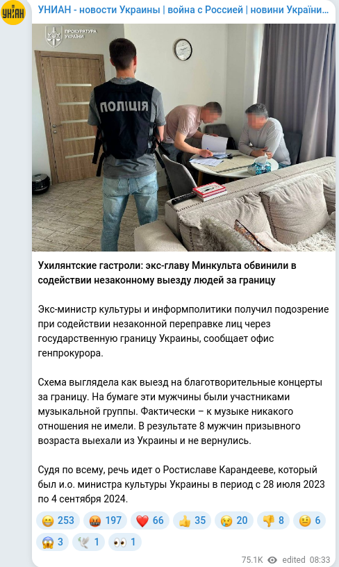 Telegram publication screenshot