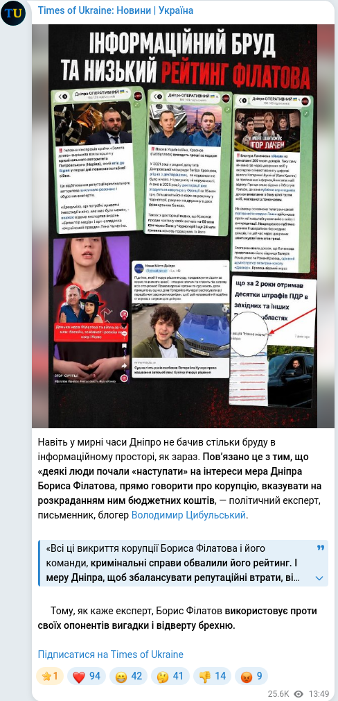 Telegram publication screenshot