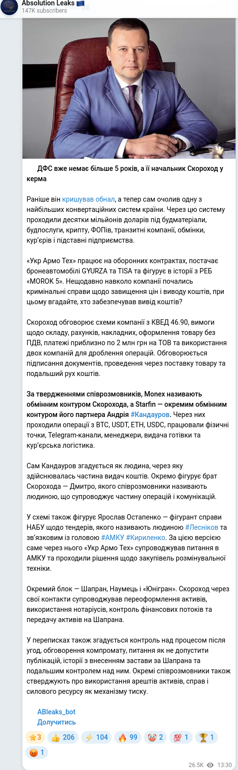 Telegram publication screenshot