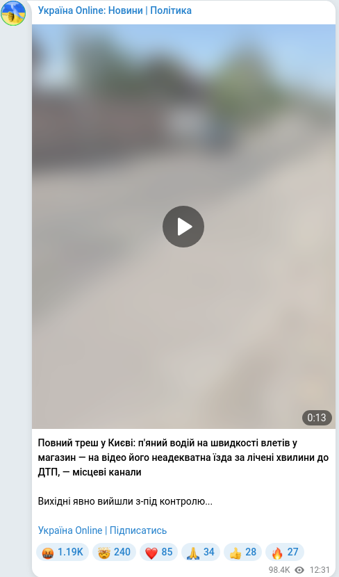 Скріншот Telegram-публікації