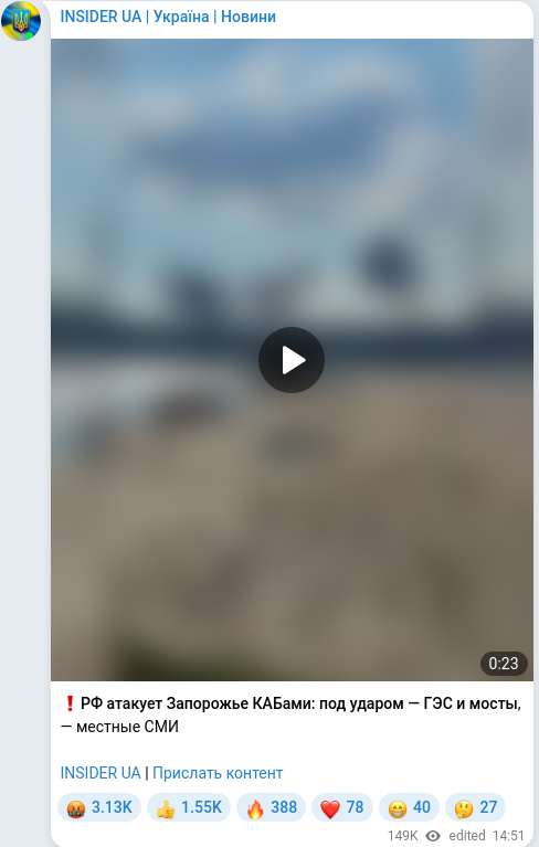 Скріншот Telegram-публікації