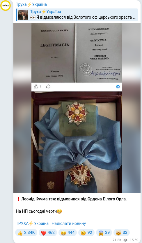 Скріншот Telegram-публікації