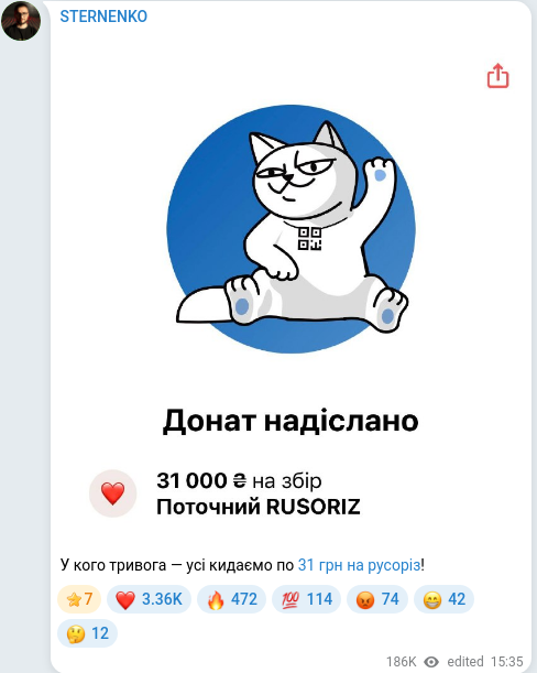 Telegram publication screenshot