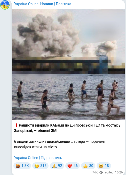 Telegram publication screenshot
