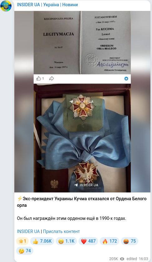 Telegram publication screenshot