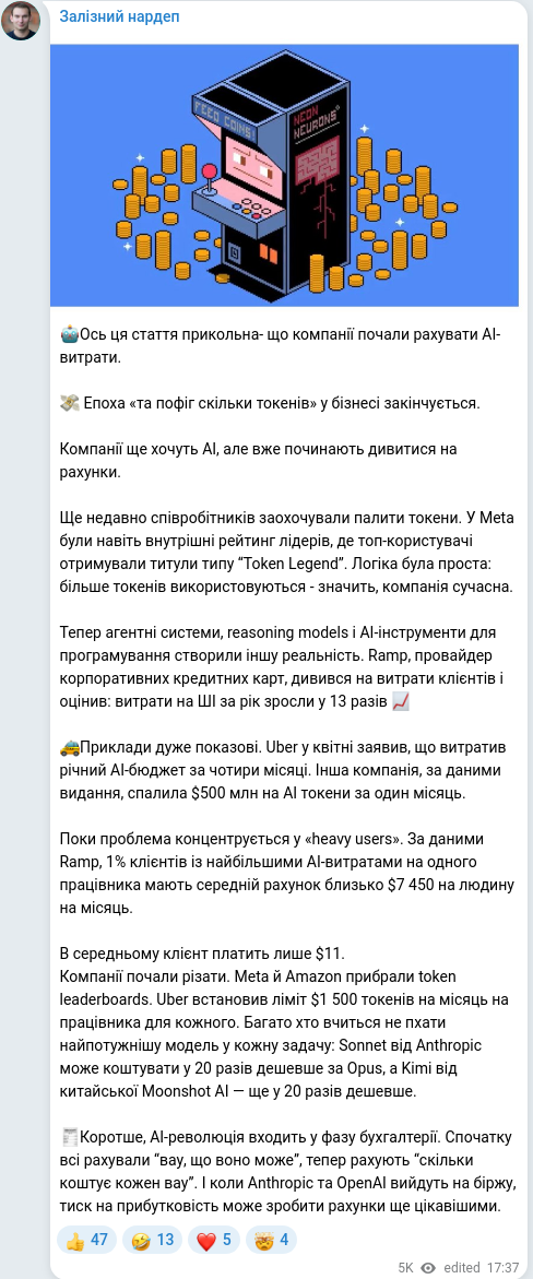 Скріншот Telegram-публікації