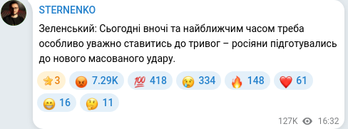 Telegram publication screenshot
