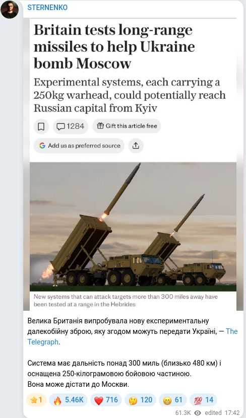 Telegram publication screenshot