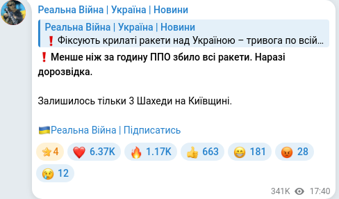 Telegram publication screenshot