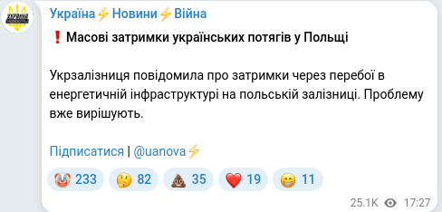 Telegram publication screenshot
