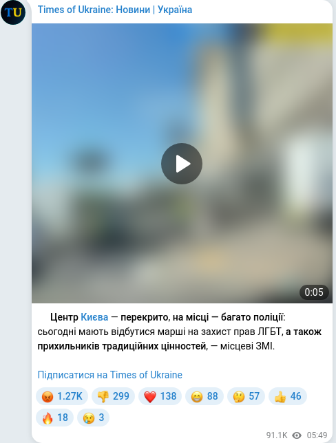 Telegram publication screenshot