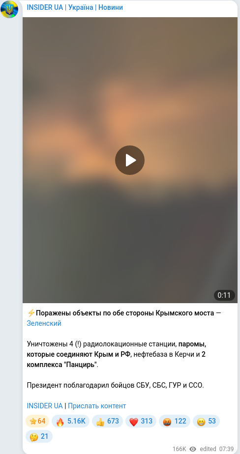 Telegram publication screenshot
