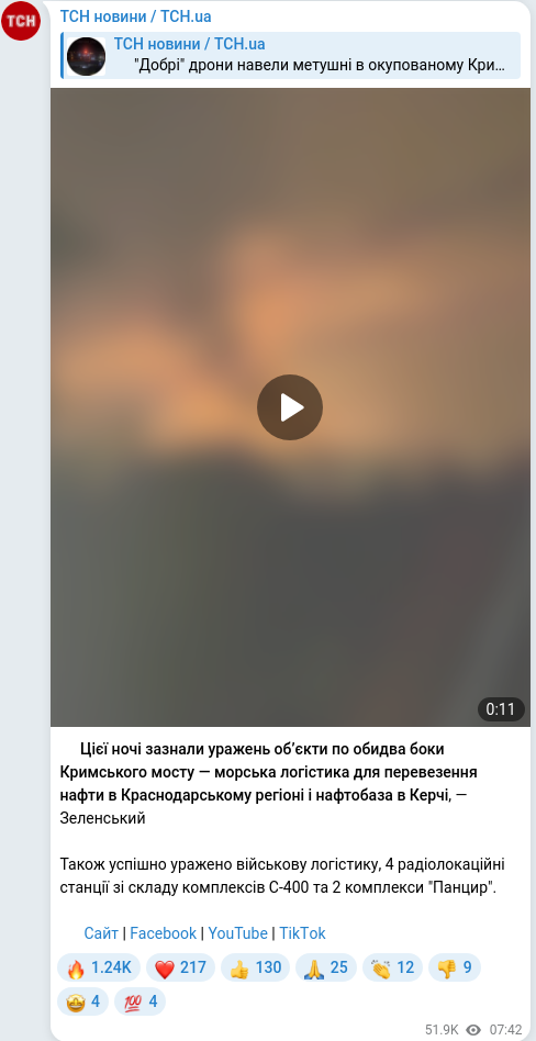 Telegram publication screenshot