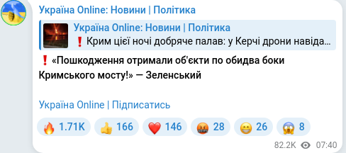 Telegram publication screenshot