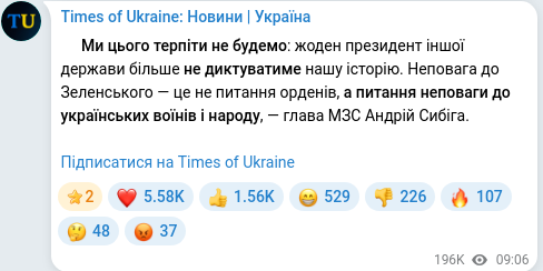 Telegram publication screenshot