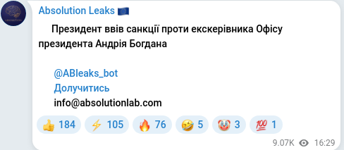 Telegram publication screenshot