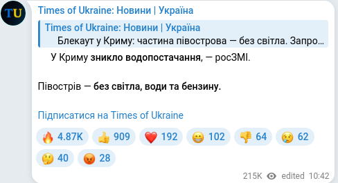 Telegram publication screenshot