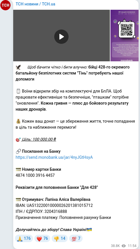 Telegram publication screenshot