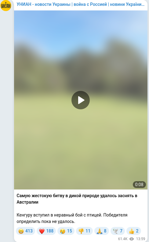 Telegram publication screenshot