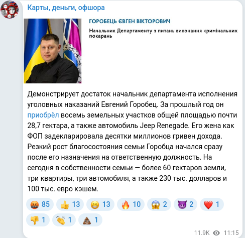 Telegram publication screenshot