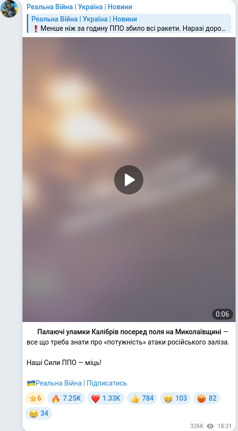 Telegram publication screenshot