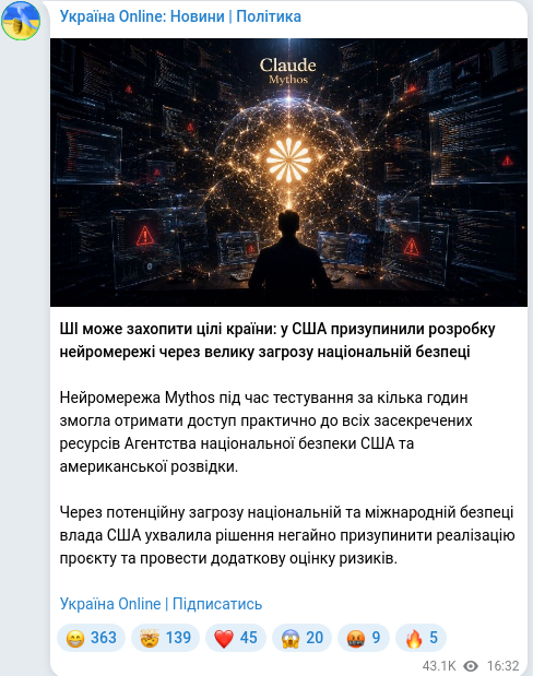Скріншот Telegram-публікації