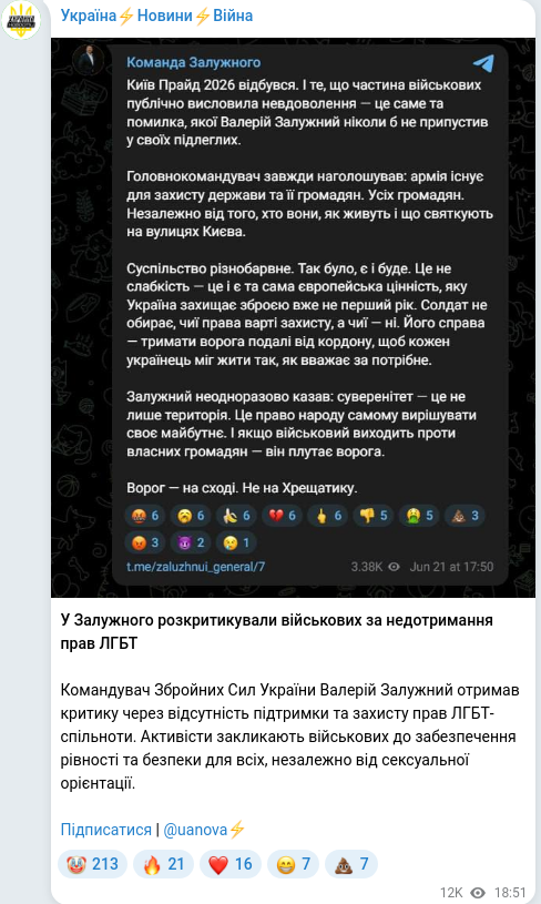 Telegram publication screenshot