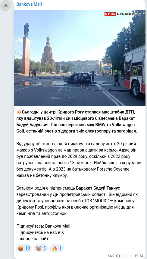Telegram publication screenshot