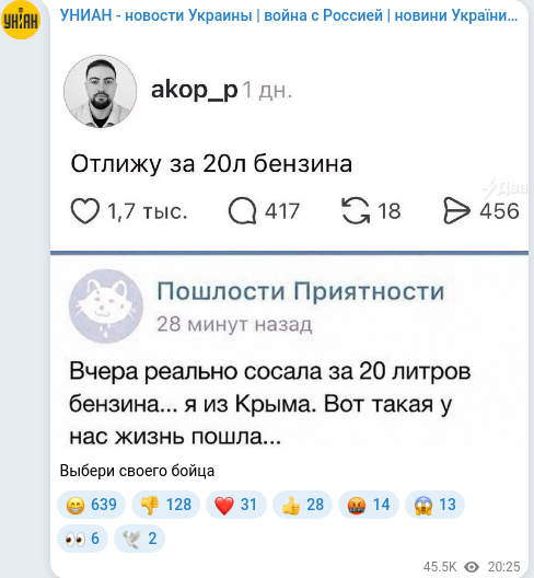 Скріншот Telegram-публікації