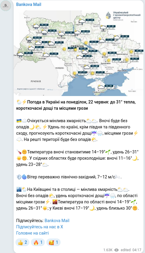 Telegram publication screenshot