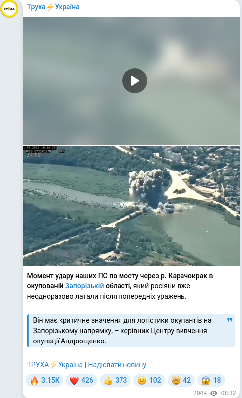 Telegram publication screenshot