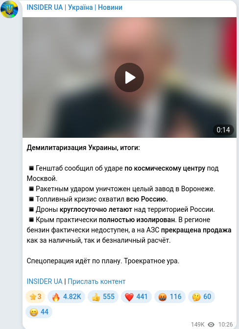 Telegram publication screenshot