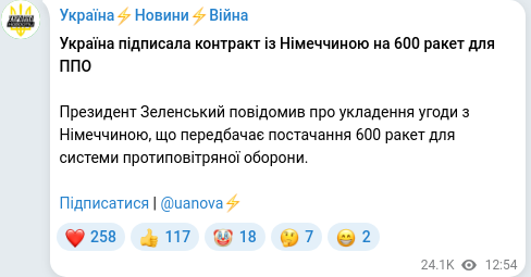 Telegram publication screenshot