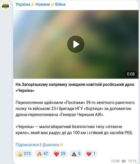 Telegram publication screenshot