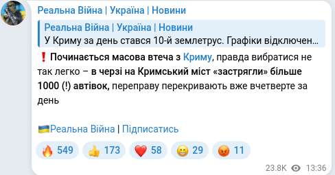 Telegram publication screenshot