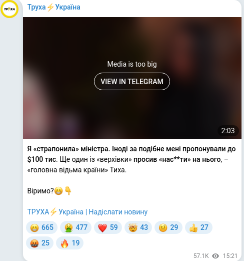 Telegram publication screenshot