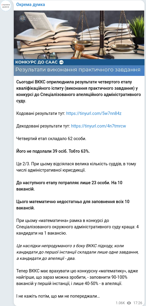Telegram publication screenshot